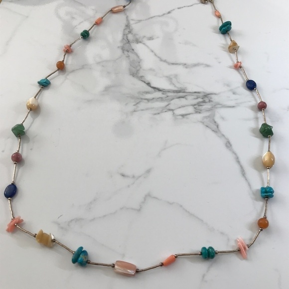 Fabulous 925 Liquid Silver Multi Gemstone Necklace - Picture 12 of 12